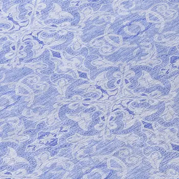8' Sky Blue And Denim Blue Round Medallion Washable Indoor Outdoor Area Rug