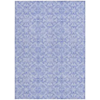9' X 12' Sky Blue And Denim Blue Medallion Washable Indoor Outdoor Area Rug