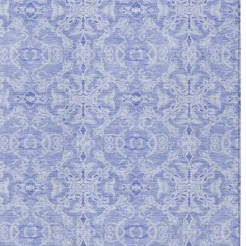 10' X 14' Sky Blue And Denim Blue Medallion Washable Indoor Outdoor Area Rug