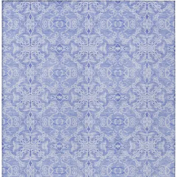 10' X 14' Sky Blue And Denim Blue Medallion Washable Indoor Outdoor Area Rug