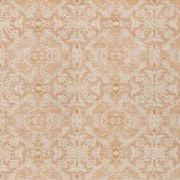 3' X 5' Salmon And Beige Medallion Washable Indoor Outdoor Area Rug