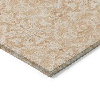 8' X 10' Salmon And Beige Medallion Washable Indoor Outdoor Area Rug