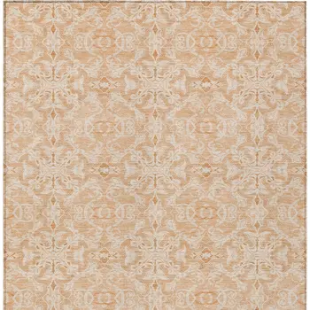 10' X 14' Salmon And Beige Medallion Washable Indoor Outdoor Area Rug