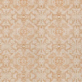 10' X 14' Salmon And Beige Medallion Washable Indoor Outdoor Area Rug