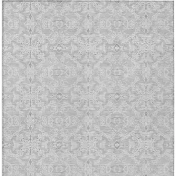 8' X 10' Silver And Gray Medallion Washable Indoor Outdoor Area Rug