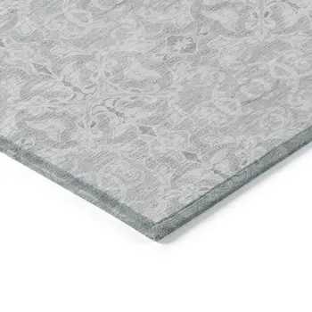 9' X 12' Silver And Gray Medallion Washable Indoor Outdoor Area Rug
