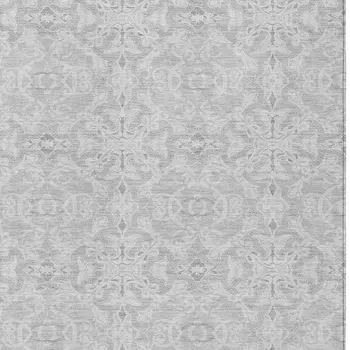 9' X 12' Silver And Gray Medallion Washable Indoor Outdoor Area Rug