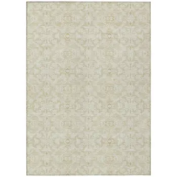 5' X 8' Tan And Beige Medallion Washable Indoor Outdoor Area Rug