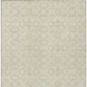 8' X 10' Tan And Beige Medallion Washable Indoor Outdoor Area Rug