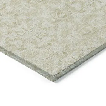 9' X 12' Tan And Beige Medallion Washable Indoor Outdoor Area Rug