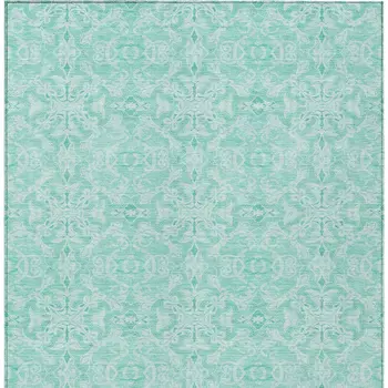 3' X 5' Turquoise And Teal Blue Medallion Washable Indoor Outdoor Area Rug
