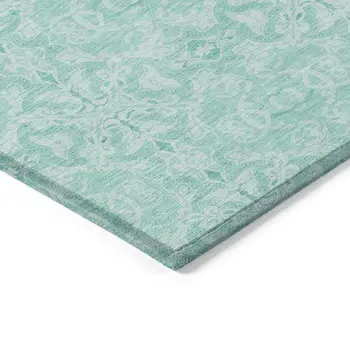 3' X 5' Turquoise And Teal Blue Medallion Washable Indoor Outdoor Area Rug