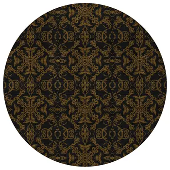 8' Brown And Black Round Medallion Washable Indoor Outdoor Area Rug