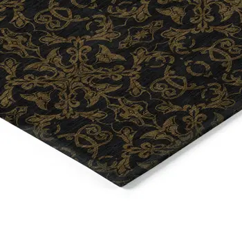 8' X 10' Brown And Black Medallion Washable Indoor Outdoor Area Rug
