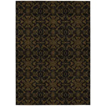 10' X 14' Brown And Black Medallion Washable Indoor Outdoor Area Rug