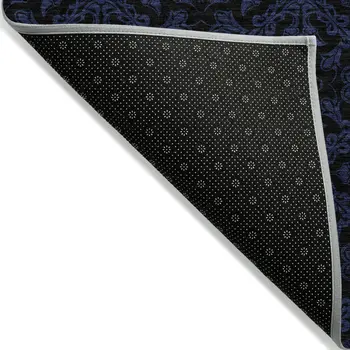 5' X 8' Blue And Navy Blue Medallion Washable Indoor Outdoor Area Rug