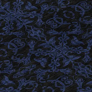 8' Blue And Navy Blue Round Medallion Washable Indoor Outdoor Area Rug