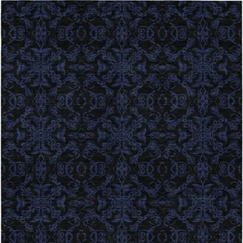10' X 14' Blue And Navy Blue Medallion Washable Indoor Outdoor Area Rug