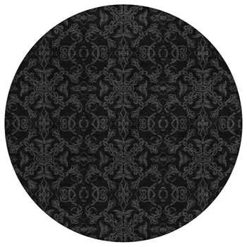 8' Gray And Charcoal Round Medallion Washable Indoor Outdoor Area Rug
