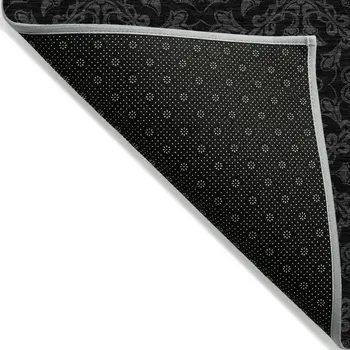 8' X 10' Gray And Charcoal Medallion Washable Indoor Outdoor Area Rug