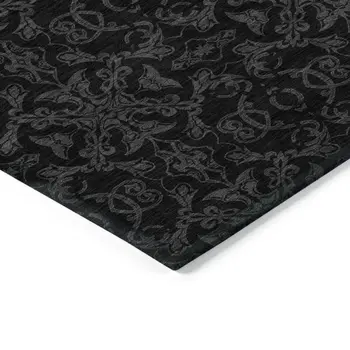 9' X 12' Gray And Charcoal Medallion Washable Indoor Outdoor Area Rug