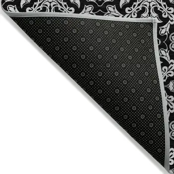 9' X 12' Ivory And Black Medallion Washable Indoor Outdoor Area Rug