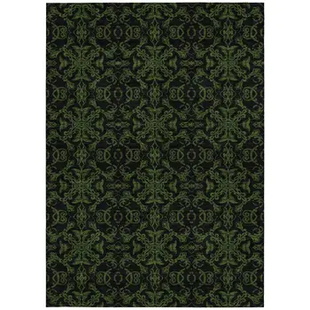 3' X 5' Olive Green And Green Medallion Washable Indoor Outdoor Area Rug