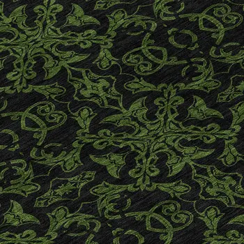 8' Olive Green And Green Round Medallion Washable Indoor Outdoor Area Rug