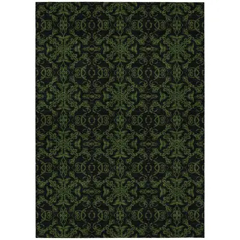 8' X 10' Olive Green And Green Medallion Washable Indoor Outdoor Area Rug
