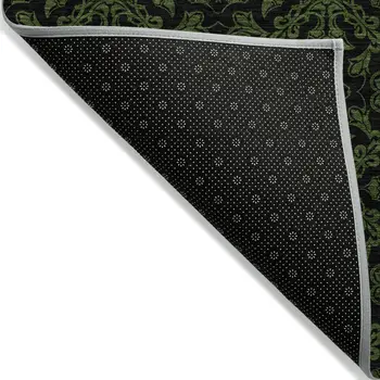8' X 10' Olive Green And Green Medallion Washable Indoor Outdoor Area Rug