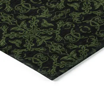 8' X 10' Olive Green And Green Medallion Washable Indoor Outdoor Area Rug