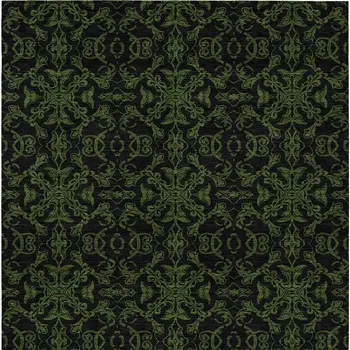 9' X 12' Olive Green And Green Medallion Washable Indoor Outdoor Area Rug