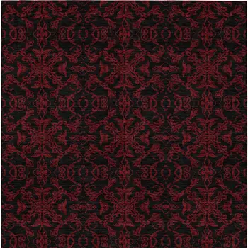 8' X 10' Red And Black Medallion Washable Indoor Outdoor Area Rug