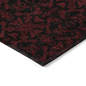 8' X 10' Red And Black Medallion Washable Indoor Outdoor Area Rug
