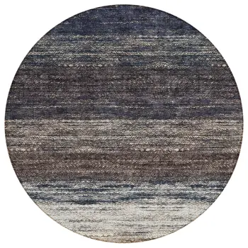 8' Beige Ivory And Brown Round Ombre Washable Indoor Outdoor Area Rug