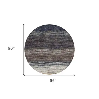 8' Beige Ivory And Brown Round Ombre Washable Indoor Outdoor Area Rug