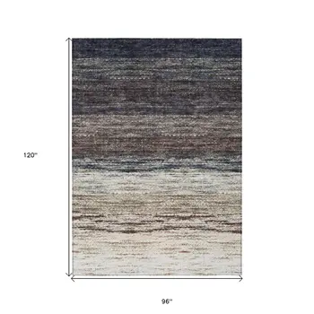 8' X 10' Beige Ivory And Brown Ombre Washable Indoor Outdoor Area Rug
