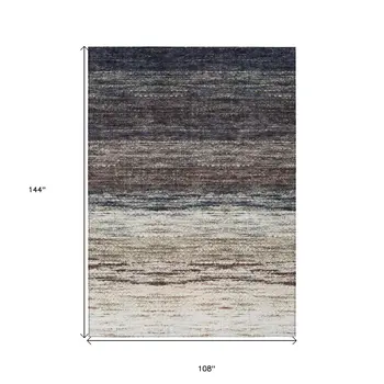 9' X 12' Beige Ivory And Brown Ombre Washable Indoor Outdoor Area Rug