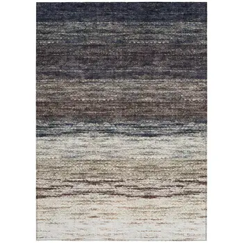 10' X 14' Beige Ivory And Brown Ombre Washable Indoor Outdoor Area Rug