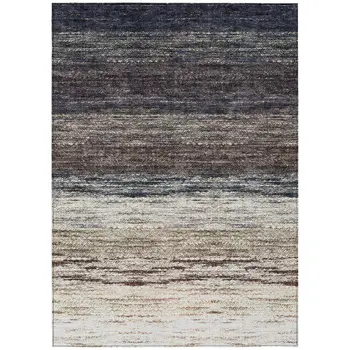 10' X 14' Beige Ivory And Brown Ombre Washable Indoor Outdoor Area Rug
