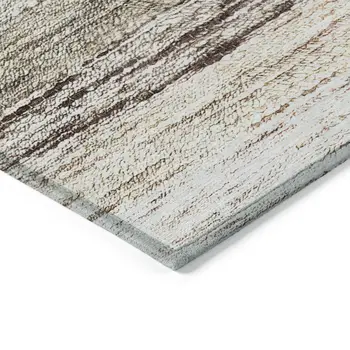 10' X 14' Beige Ivory And Brown Ombre Washable Indoor Outdoor Area Rug