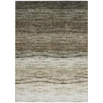 5' X 8' Brown Beige And Tan Ombre Washable Indoor Outdoor Area Rug