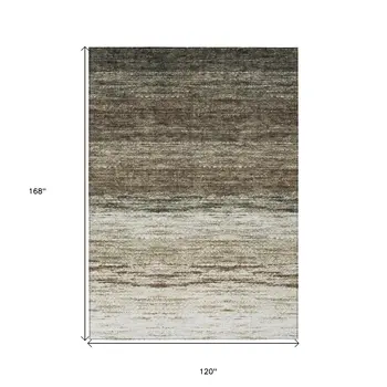 10' X 14' Brown Beige And Tan Ombre Washable Indoor Outdoor Area Rug