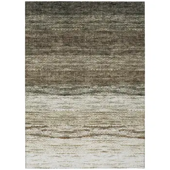 10' X 14' Brown Beige And Tan Ombre Washable Indoor Outdoor Area Rug