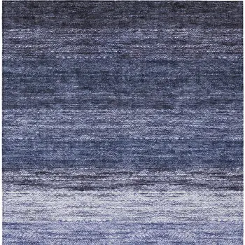 3' X 5' Navy Blue And Ivory Ombre Washable Indoor Outdoor Area Rug
