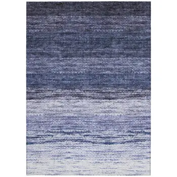 10' X 14' Navy Blue And Ivory Ombre Washable Indoor Outdoor Area Rug