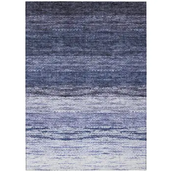 10' X 14' Navy Blue And Ivory Ombre Washable Indoor Outdoor Area Rug