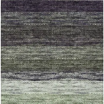 3' X 5' Green Ivory And Purple Ombre Washable Indoor Outdoor Area Rug