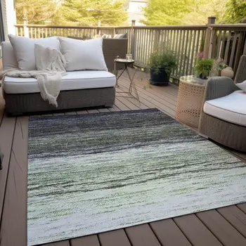 3' X 5' Green Ivory And Purple Ombre Washable Indoor Outdoor Area Rug
