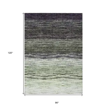 8' X 10' Green Ivory And Purple Ombre Washable Indoor Outdoor Area Rug